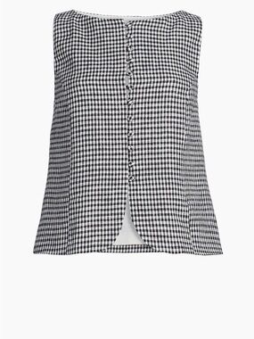 Reformation Addison vest  Black & White Gingham Button-Front Top NWT small